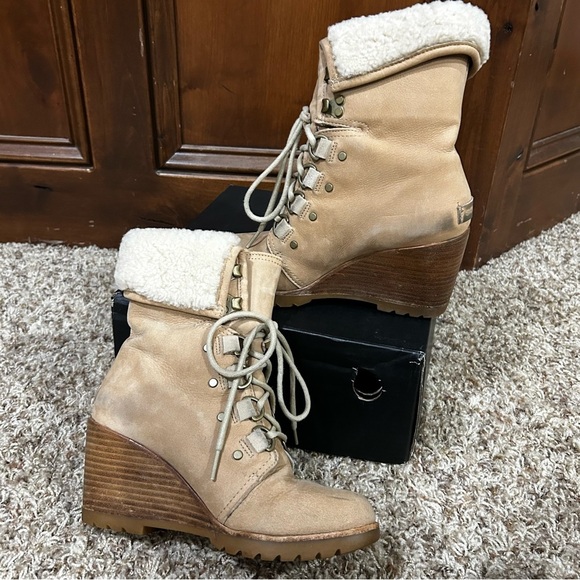 Sorel Women's After Hours Boots Sz 7.5  NL2967-241 Tan Suede Leather Wedge Heel - Picture 5 of 8